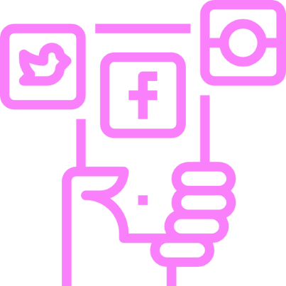Image illustrant réseaux sociaux, néon rose